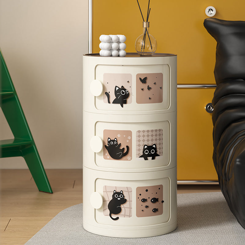 Contemporary Creative Cylindrical ABS Nightstand 2/3 Drawer For Bedroom