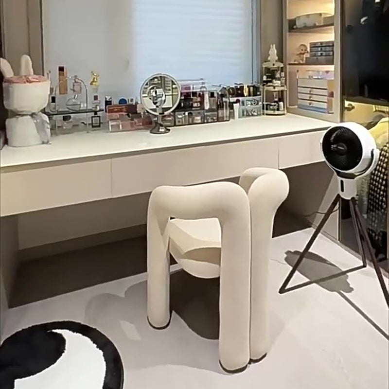 Contemporary Creative Curved Velvet Iron Vanity Stool Backrest Armless For Bedroom