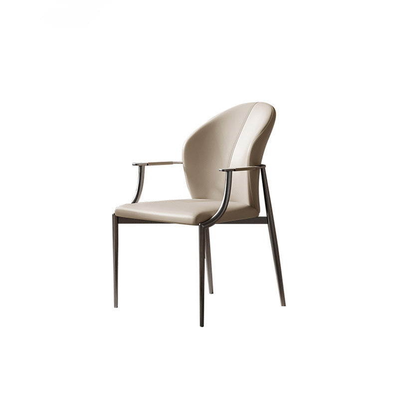 Modern Simplicity Microfiber Leather Stainless Steel Sponge Square Wraparound Dining Chair Backrest Armrest For Dining Room