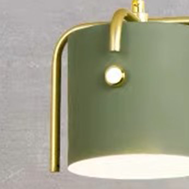 Contemporary Scandinavian Macaron Cylinder Iron 1-Light Pendant Light For Bedroom