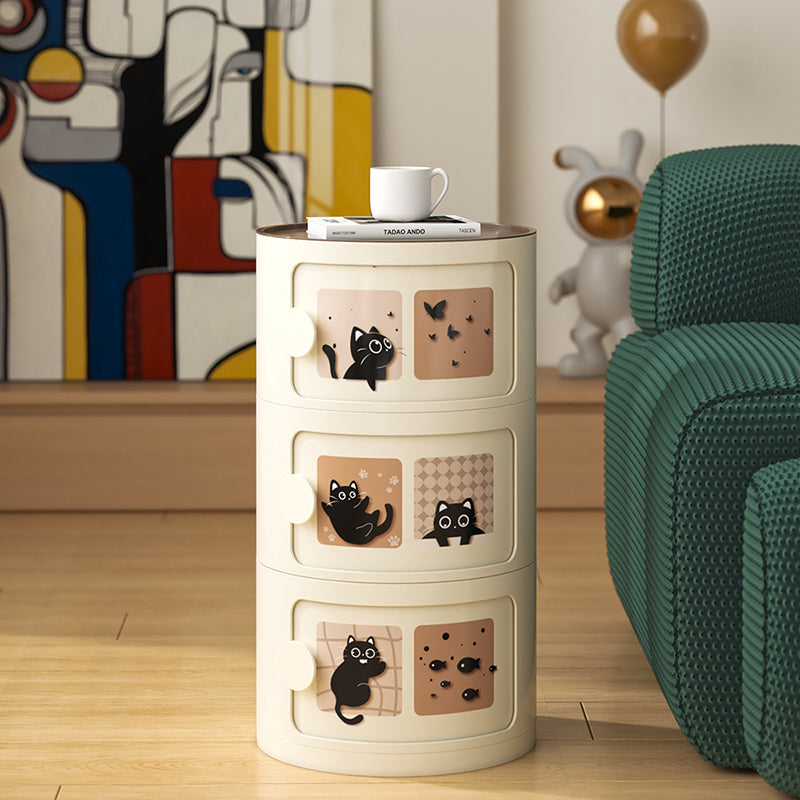 Contemporary Creative Cylindrical ABS Nightstand 2/3 Drawer For Bedroom