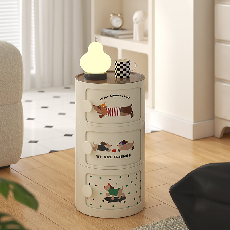 Contemporary Creative Cylindrical ABS Nightstand 2/3 Drawer For Bedroom