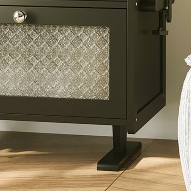 Contemporary Creative Rectangular Medium Density Fiberboard Acrylic Solid Wood Nightstand 1-Drawer For Bedroom