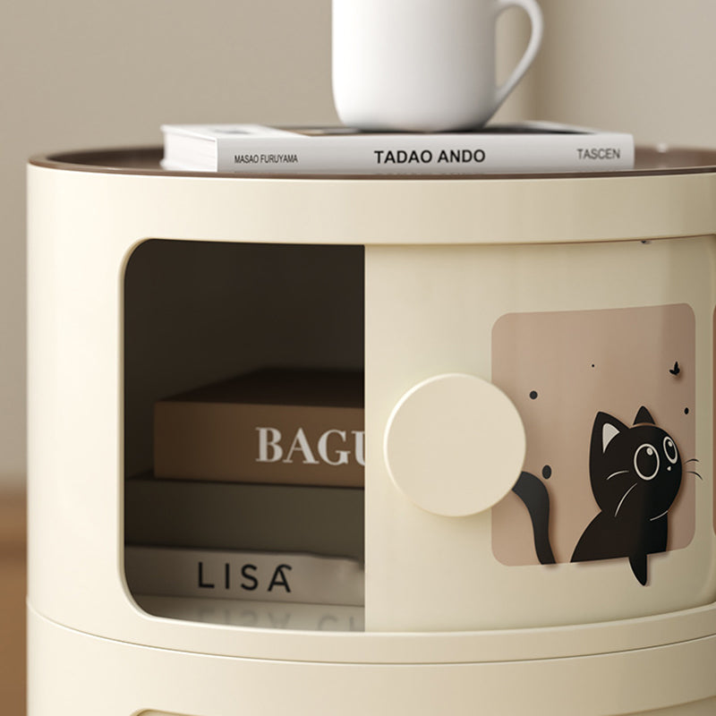 Contemporary Creative Cylindrical ABS Nightstand 2/3 Drawer For Bedroom