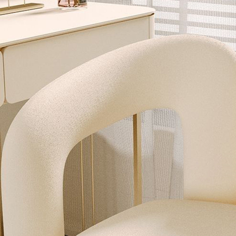 Contemporary Creative Curved Velvet Iron Vanity Stool Backrest Armless For Bedroom