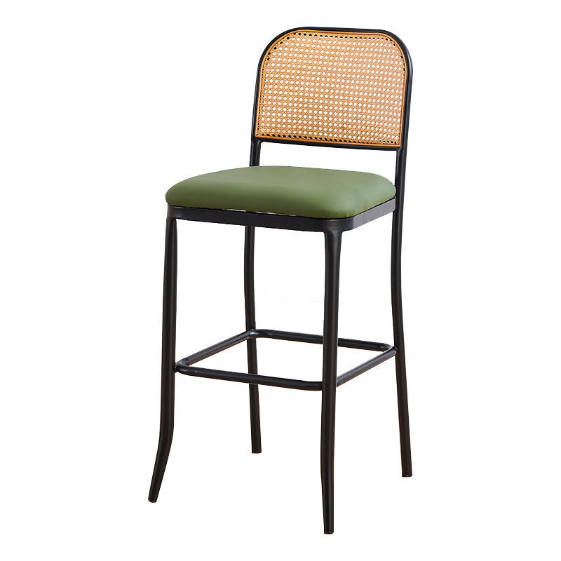 Modern Minimalist PE Nappa Leather Iron Rectangular Bar Stool Backrest Armless For Dining Room
