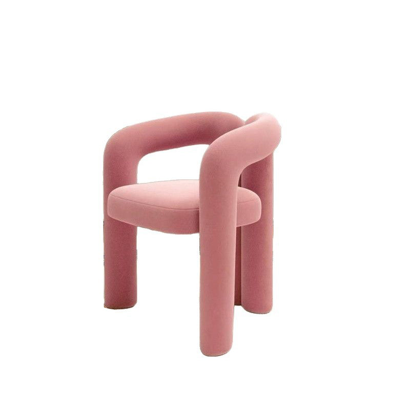 Contemporary Creative Curved Velvet Iron Vanity Stool Backrest Armless For Bedroom