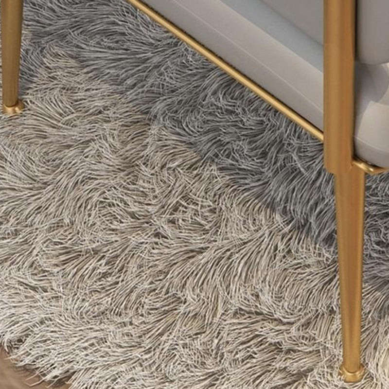 Contemporary Scandinavian Square PU Leather Iron Vanity Stool Backrest Armrest For Bedroom