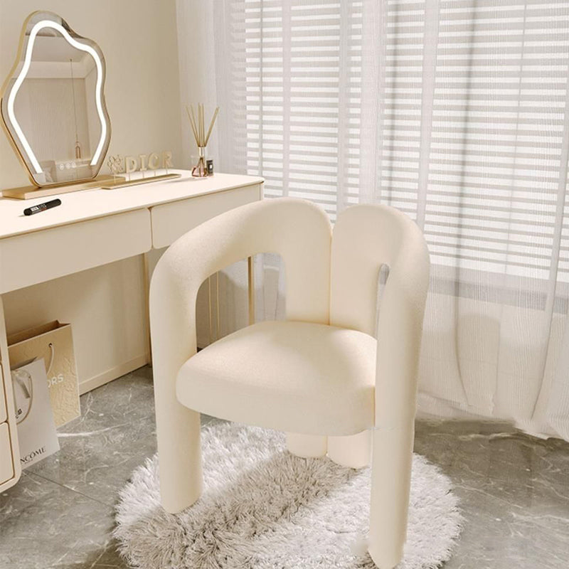 Contemporary Creative Curved Velvet Iron Vanity Stool Backrest Armless For Bedroom