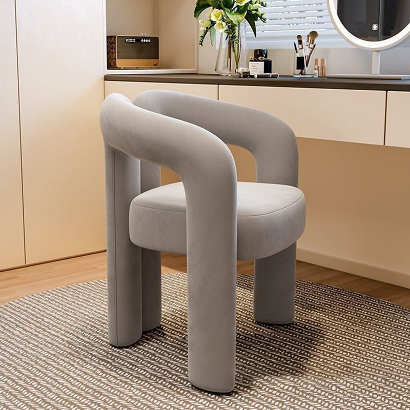 Contemporary Creative Curved Velvet Iron Vanity Stool Backrest Armless For Bedroom