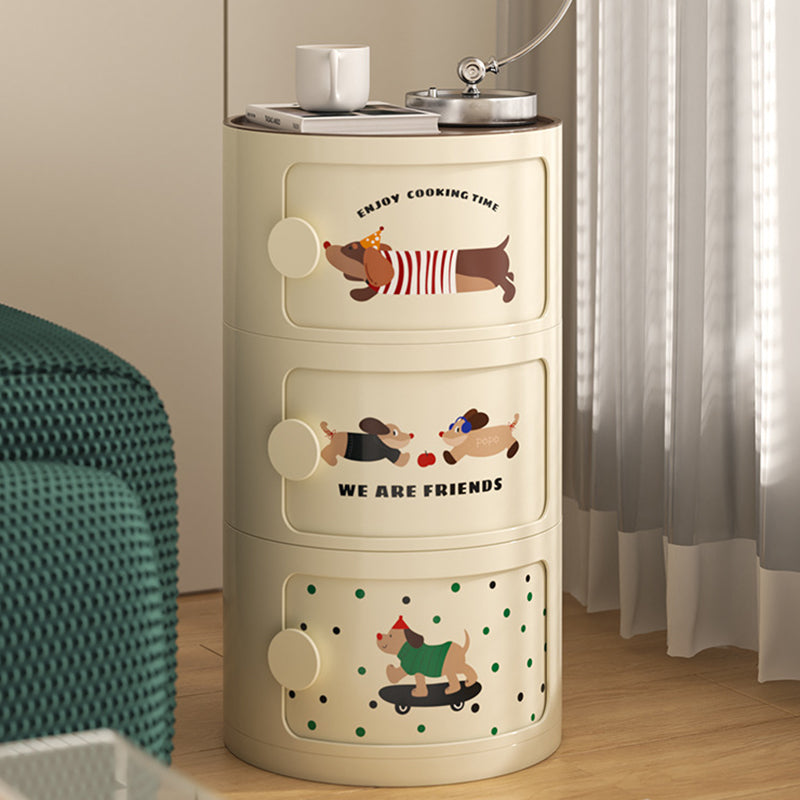 Contemporary Creative Cylindrical ABS Nightstand 2/3 Drawer For Bedroom