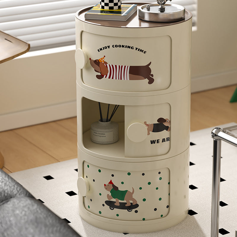 Contemporary Creative Cylindrical ABS Nightstand 2/3 Drawer For Bedroom
