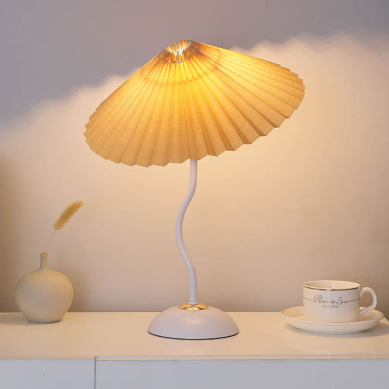 Vintage Danish Pleated Umbrella Bend Base 1-Light Table Lamp