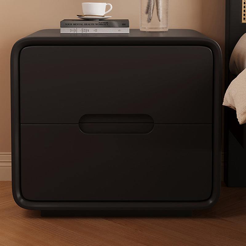 Modern Minimalist Rectangular Solid Wood Nightstand 2-Drawer For Bedroom