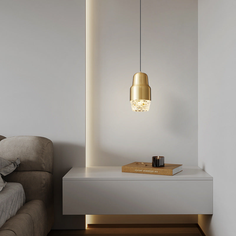 مصباح LED أسطواني فاخر من النحاس والأكريليك بتصميم عصري