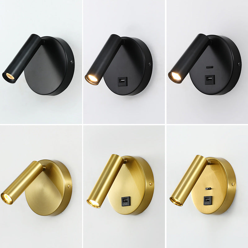 Modern Minimalist Rotatable Cylinder Aluminum Iron LED Wall Sconce Lamp For Living Room
