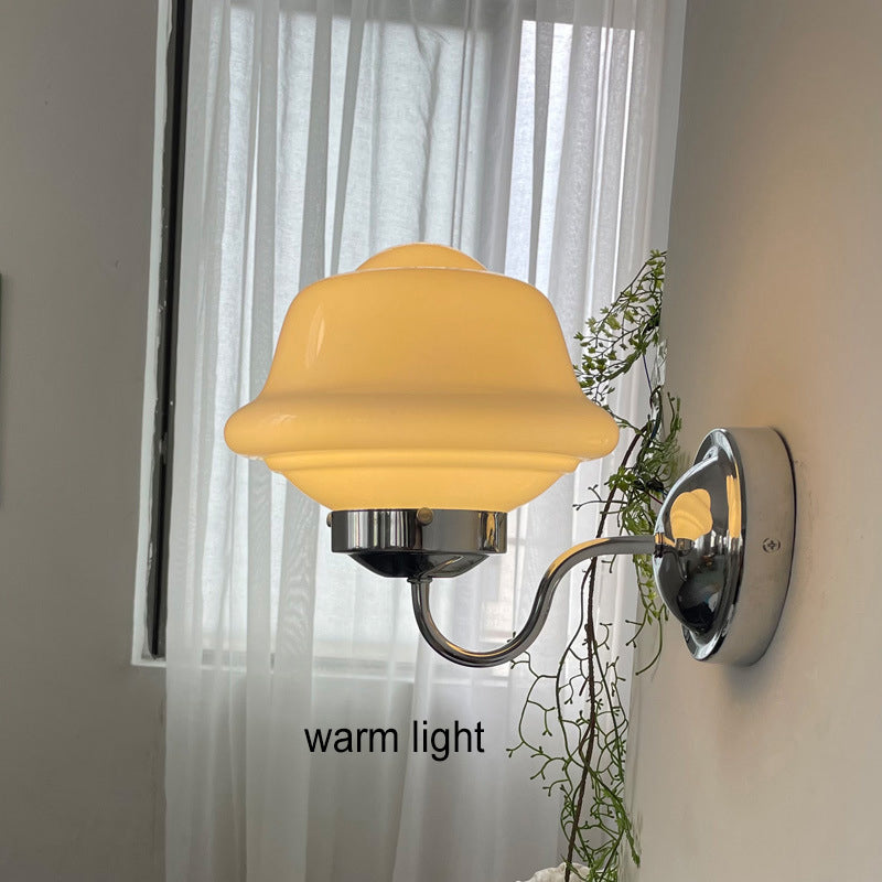 Contemporary Retro Round Clouds Iron Glass 1-Light Wall Sconce Lamp For Bedroom