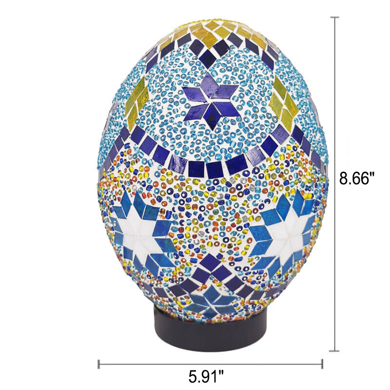 Turkish Handcrafted Mosaic Glass Egg-shaped 1-Light Table Lamp