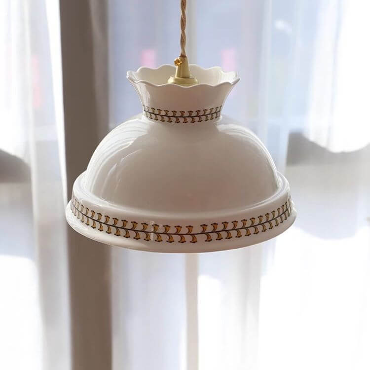 Modern Simplicity Ceramic Bowl Shape 1-Light Pendant Light For Living Room