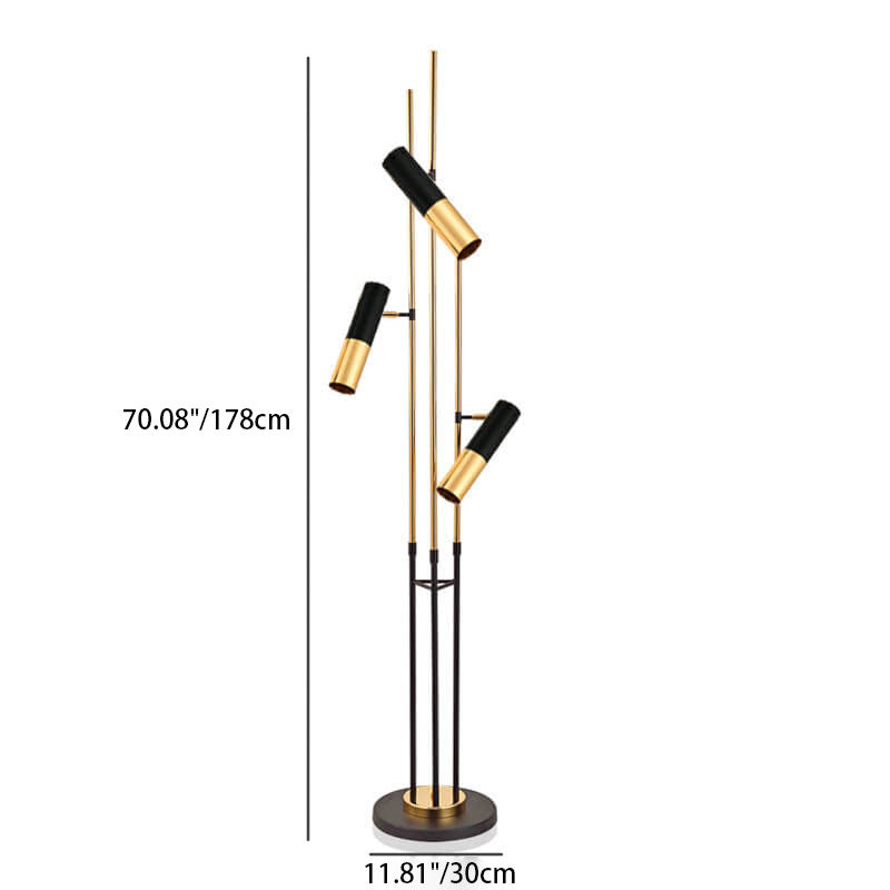 Nordic Simple Cylindrical Shade Aluminum Rotation 3-Light Standing Floor Lamp