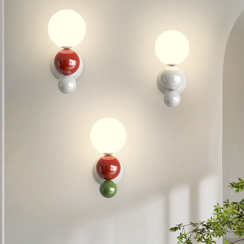 Modern Cream Style Children's Wrought Iron Sphere 1-Light Wall Sconce Lamp