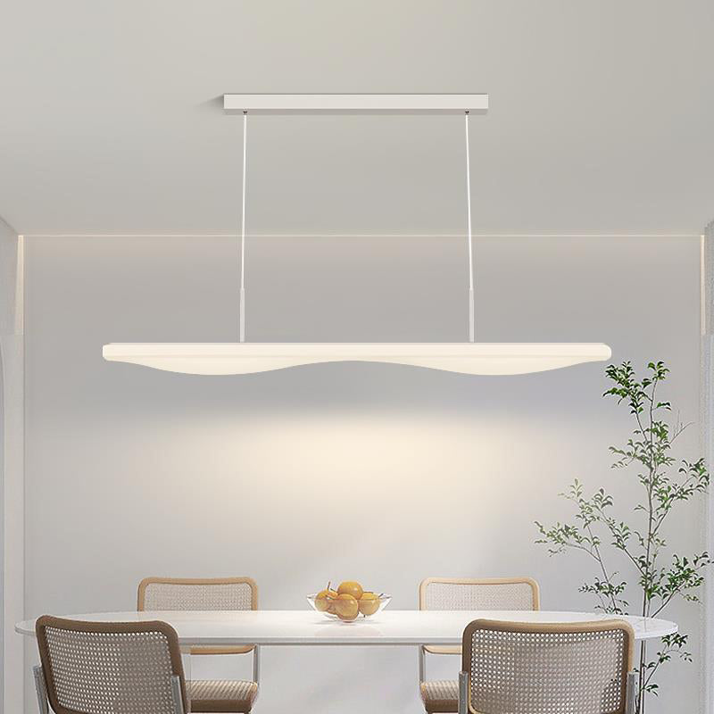 Modern Minimalist Long Iron Rolled Plastic LED Island Light Pendant Light For Dining Room