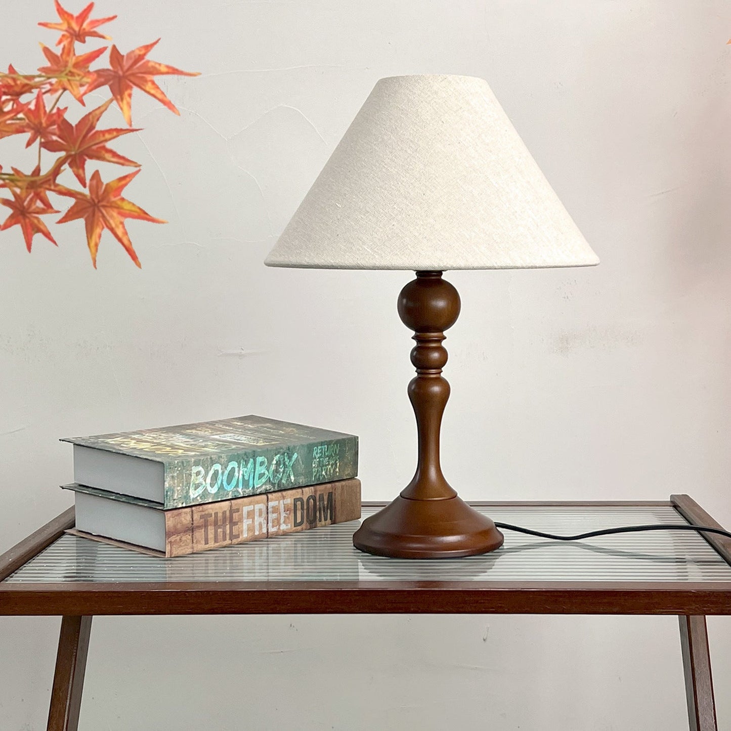 Traditional Vintage Dome Bamboo Fabric 1-Light Table Lamp For Bedroom