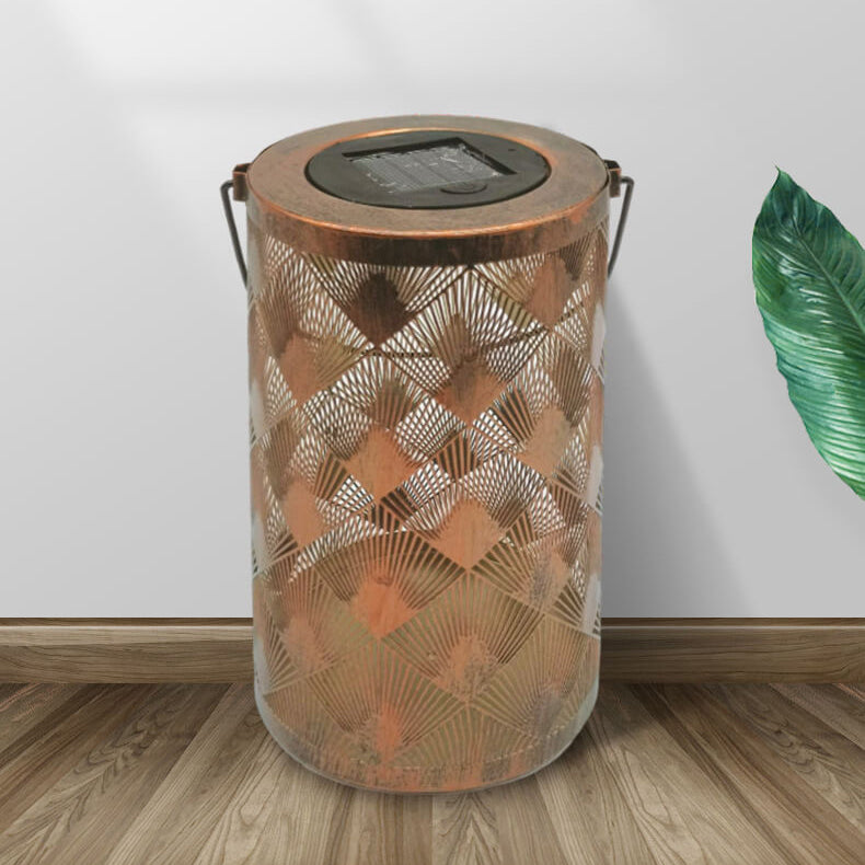 Solar Retro Iron Cylinder Outdoor LED Decorative Light