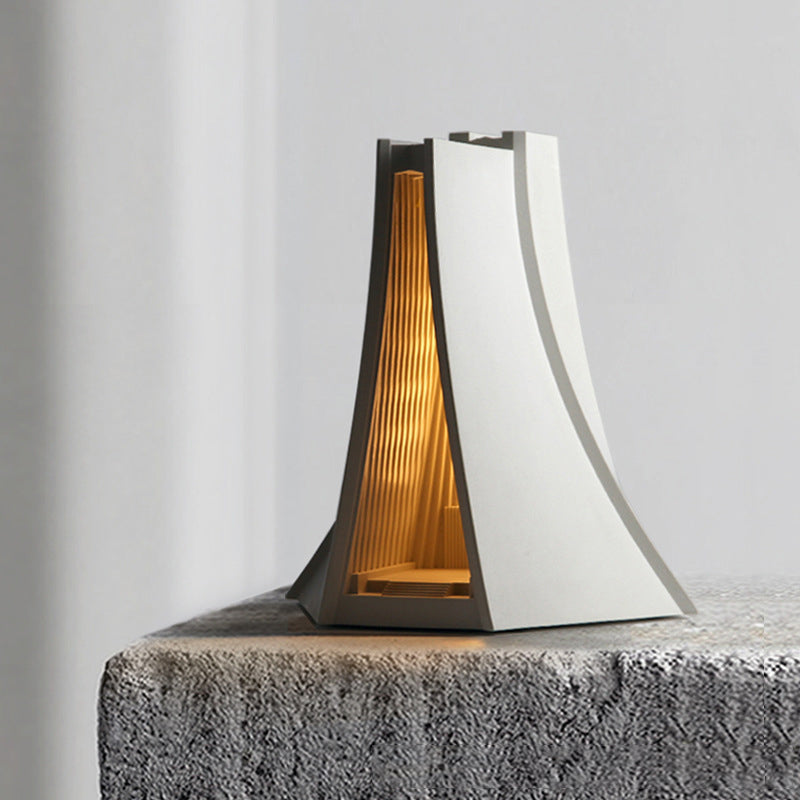 Contemporary Scandinavian Triangle Concrete LED Table Lamp For Bedroom