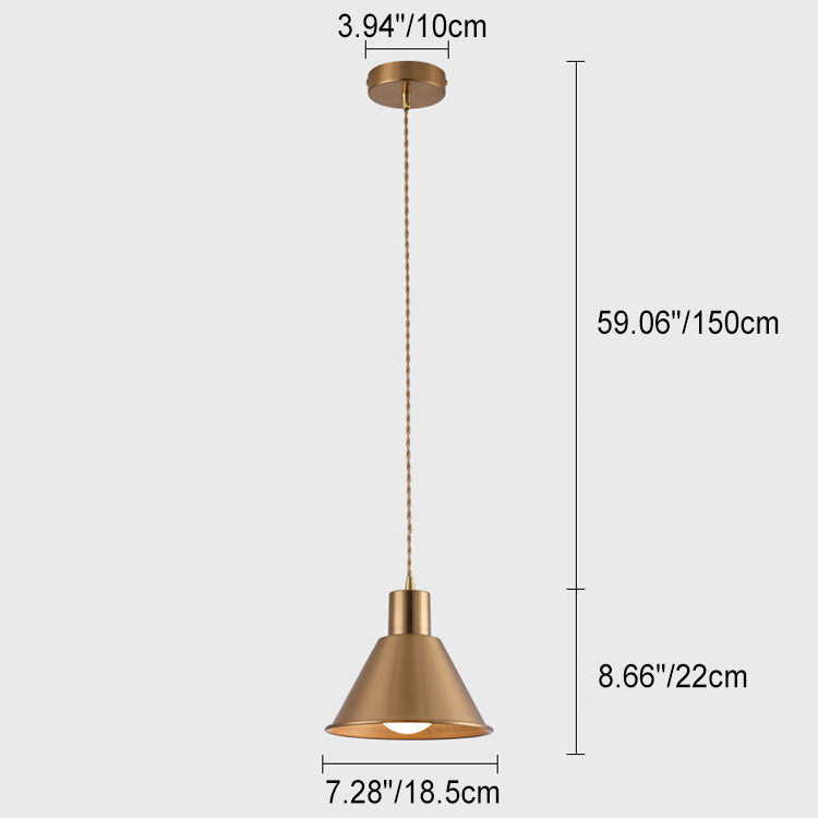Contemporary Scandinavian Round Cone Aluminum 1-Light Pendant Light For Living Room
