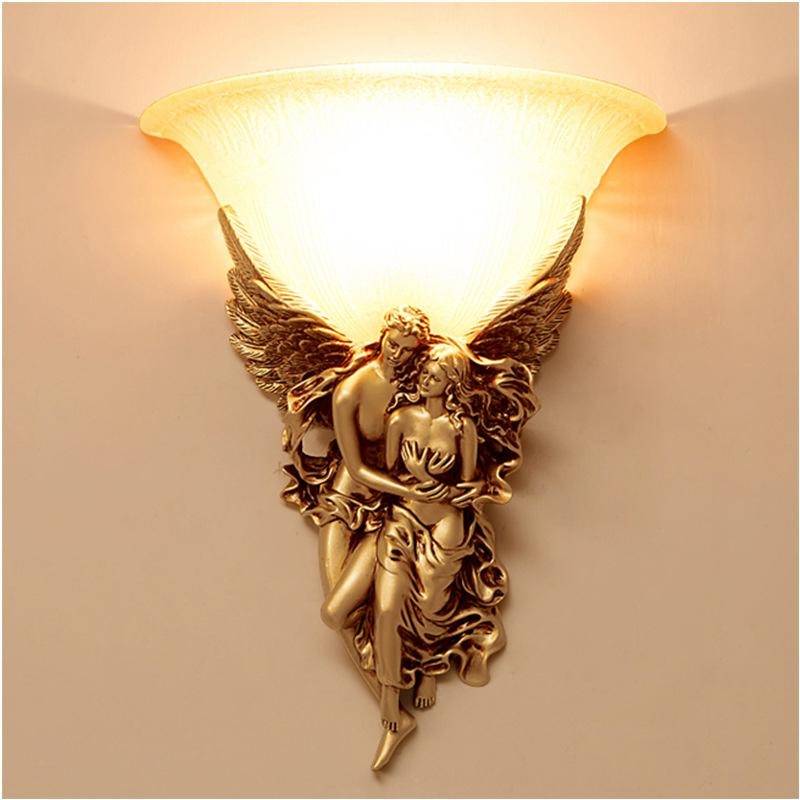 Creative Retro Resin Angels Hugging 1-Light Wall Sconce Lamp