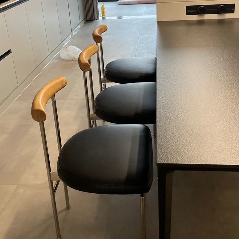 Contemporary Nordic Half Round Microfiber Leather Metal Wood Curved Backrest Dining Chair For Dining Room