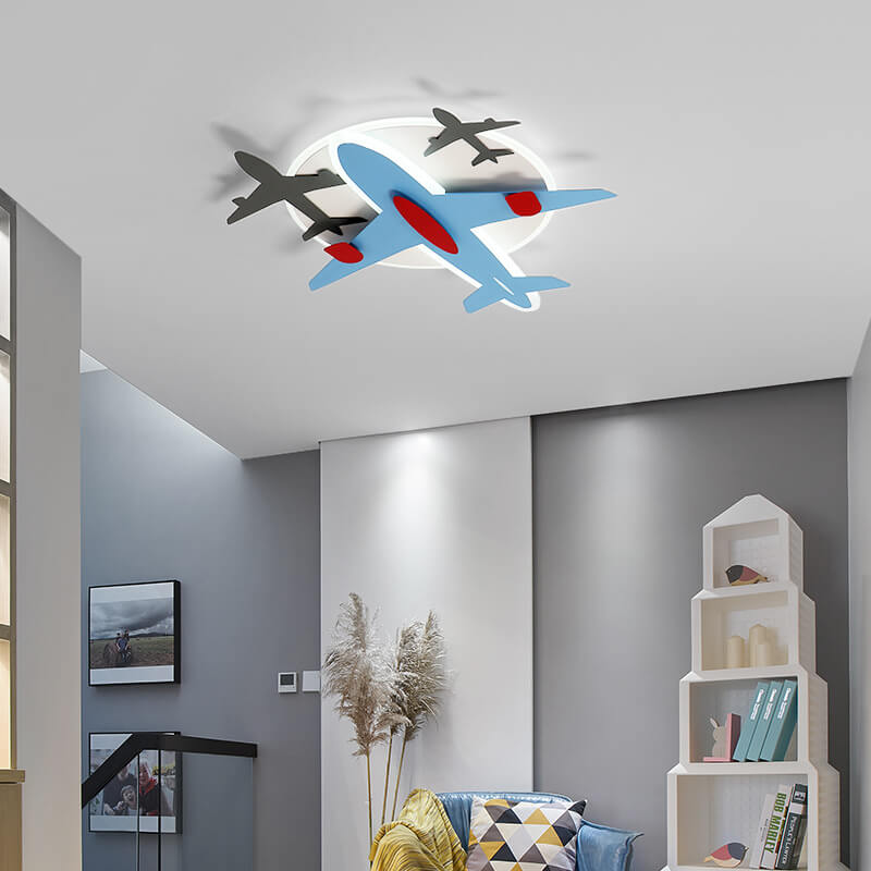 Modern Creative Aircraft Shape LED Cartoon Kids Flush Mount Ceiling Light