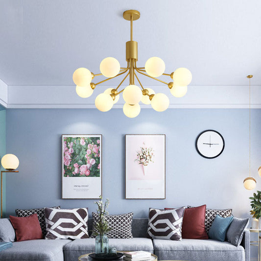 現代的なスカンジナビアの球状鉄ガラス9/12/18ライトシャンデリアリビングルーム用