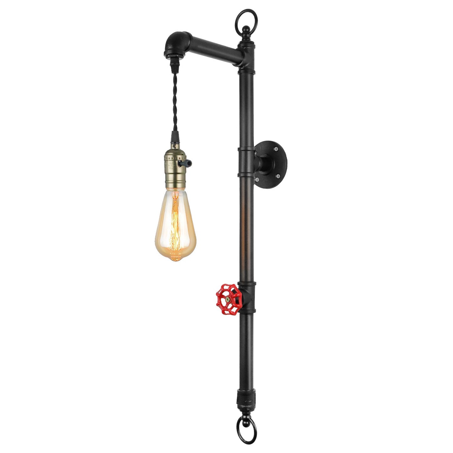 Vintage Steampunk Pipe Strip Iron 1-Light Wall Sconce Lamp