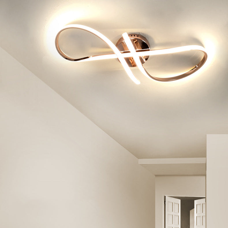 مصباح سقف LED شبه مسطح من الألومنيوم والسيليكون بتصميم حلزوني ملتوي عصري بسيط لغرفة النوم