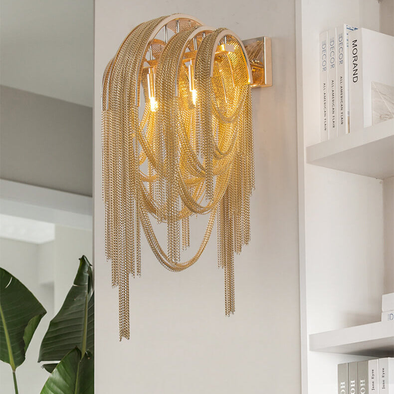 Postmodern Luxury Aluminum Chain Tassel 2-Light Wall Sconce