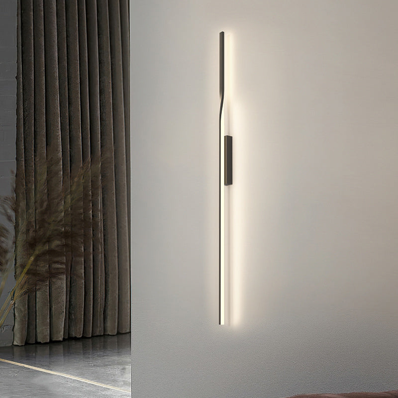 مصباح حائط LED من السيليكون بخط مستقيم من الألومنيوم بتصميم عصري بسيط لغرفة المعيشة