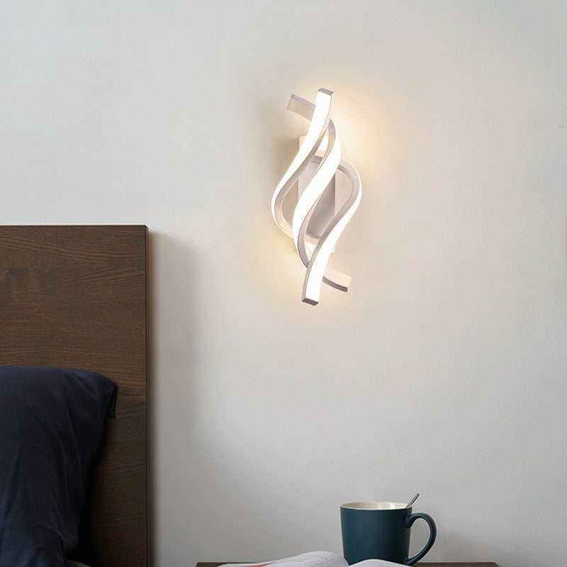 مصباح حائط LED بتصميم شريط حلزوني من الألومنيوم بتصميم إبداعي حديث لغرفة المعيشة