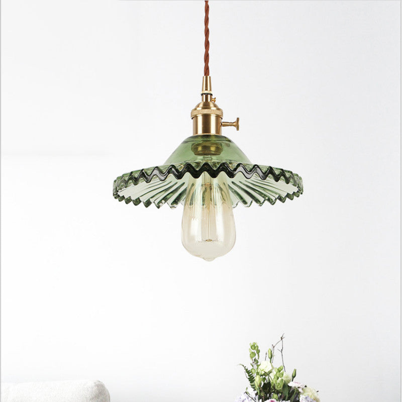 Textured Glass 1-Light Dome Lace Pendant Light