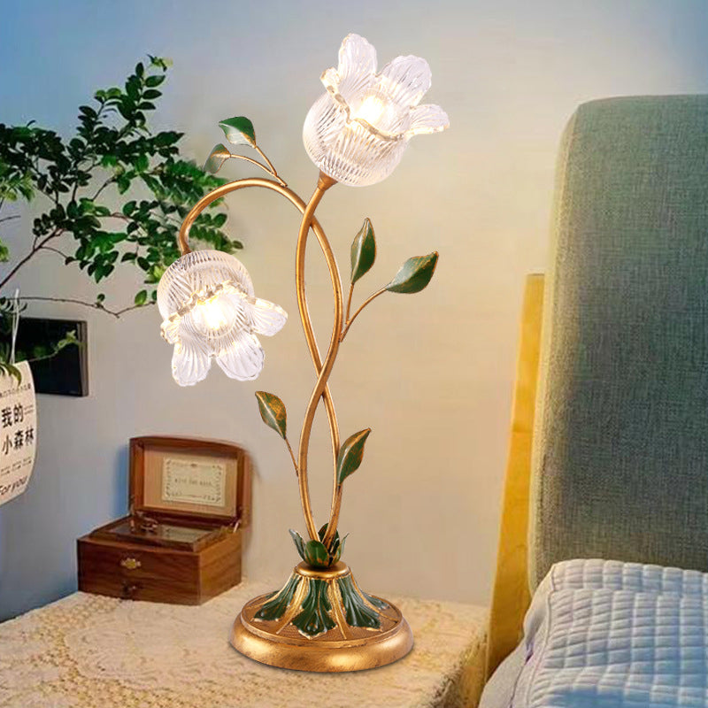 Modern Art Deco Flower Branch Leaf 1/2 Light Table Lamp For Bedroom