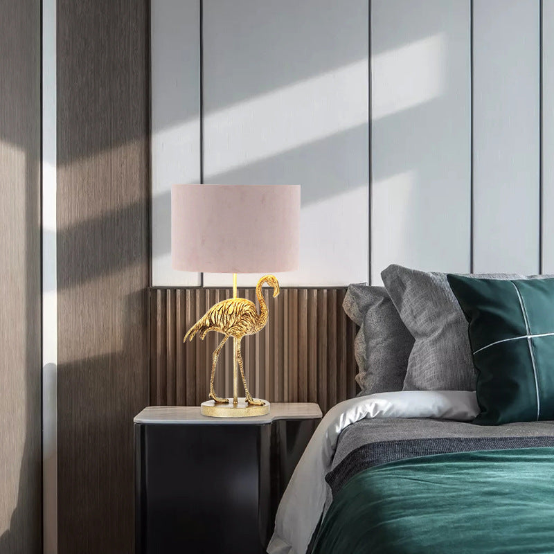 Nordic Luxury Flamingo Resin Fabric 1-Light Table Lamp