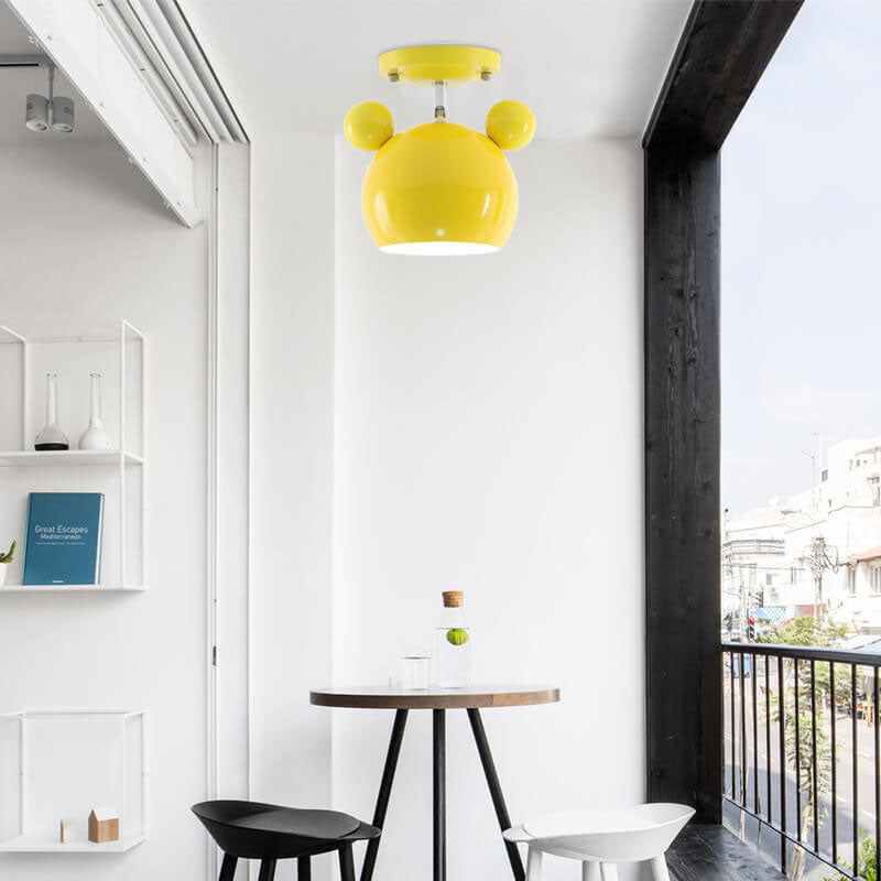 Nordic Cartoon Dome Shape Iron 1-Light Semi-Flush Mount Ceiling Light