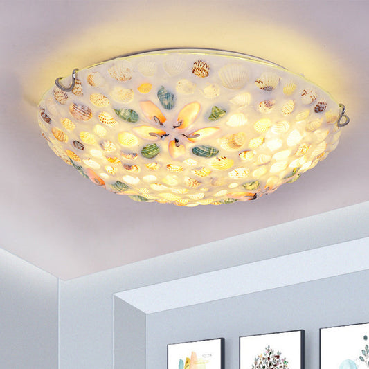 現代的なスカンジナビアのラウンドシェルアイアンガラス2/3/4ライトフラッシュマウントシーリングライトリビングルーム用