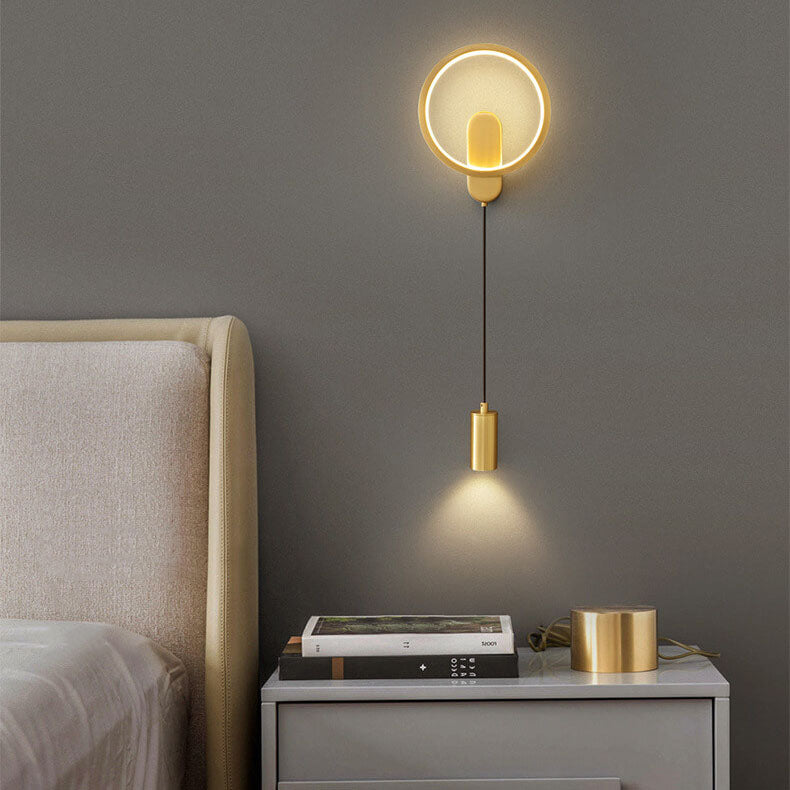 مصباح حائط LED دائري صناعي مصنوع بالكامل من النحاس