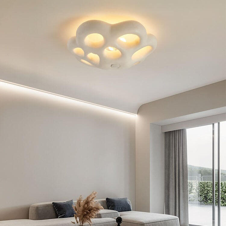 Nordic Minimalist Polystyrene Round Petal 3-Light Flush Mount Ceiling Light