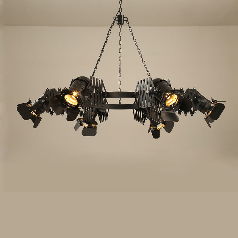 Contemporary Industrial Wrought Iron Round 6-Light Chandelier For Dining Room
