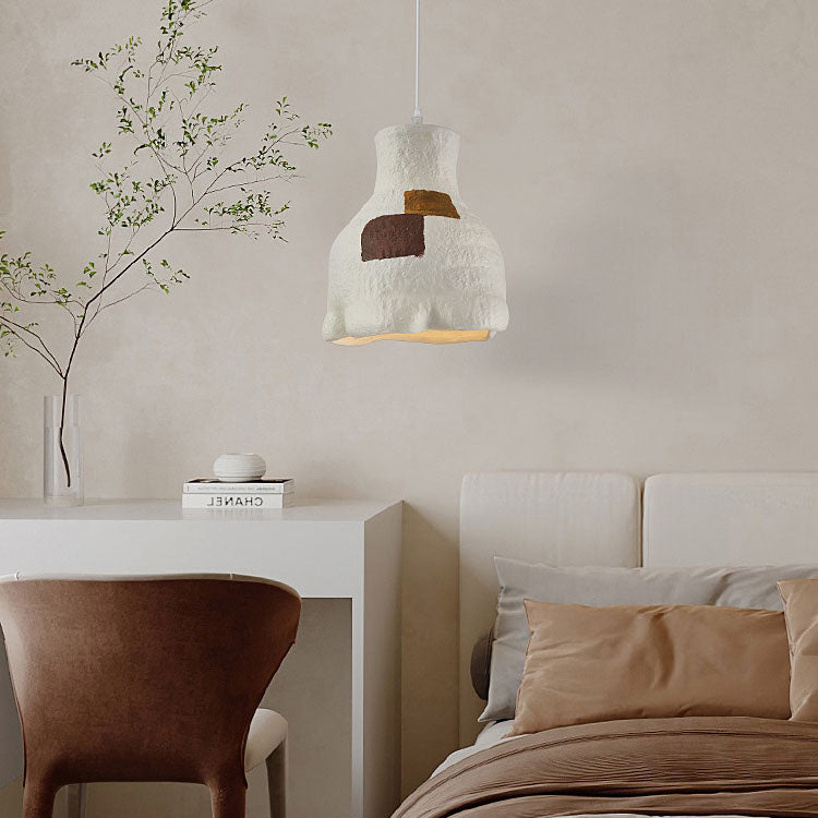 Japanese Wabi-sabi Pure White 1-Light Pendant Light