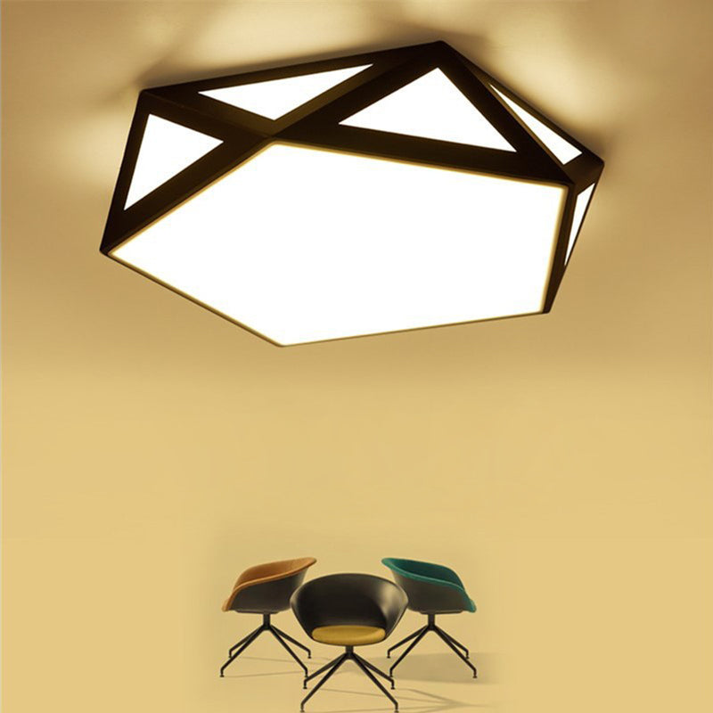 مصباح سقف LED بتصميم بسيط وعصري مصنوع من الأكريليك الماسي المخرم لغرفة المعيشة