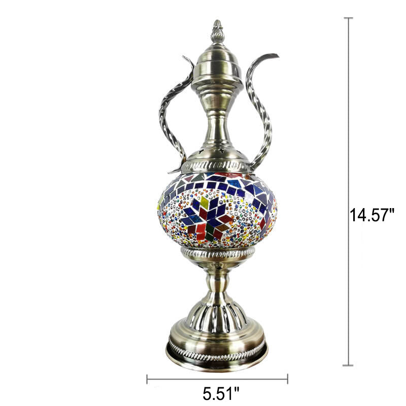 Turkish Vintage Handmade Glass Coffee Pot Design 1-Light Table Lamp